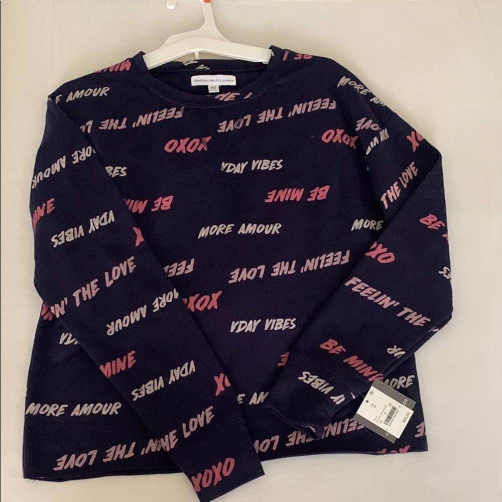Grayson Threads Sleepwear (set ) Navy blue, Sweat shirt with Pink & White Sz XS